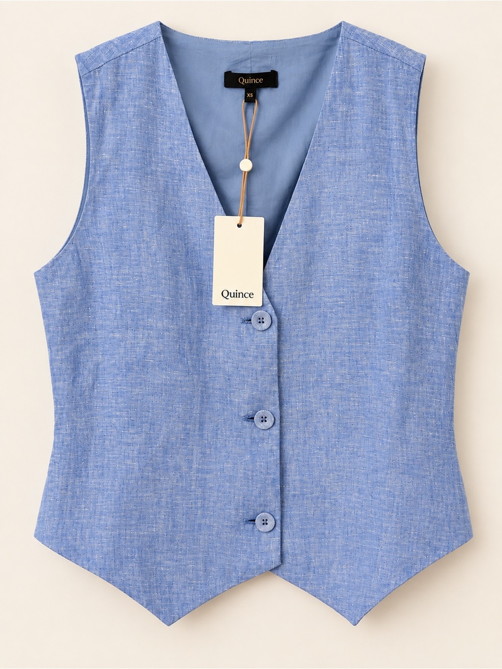 Quince 100% European Linen Vest French Blue XS NWT